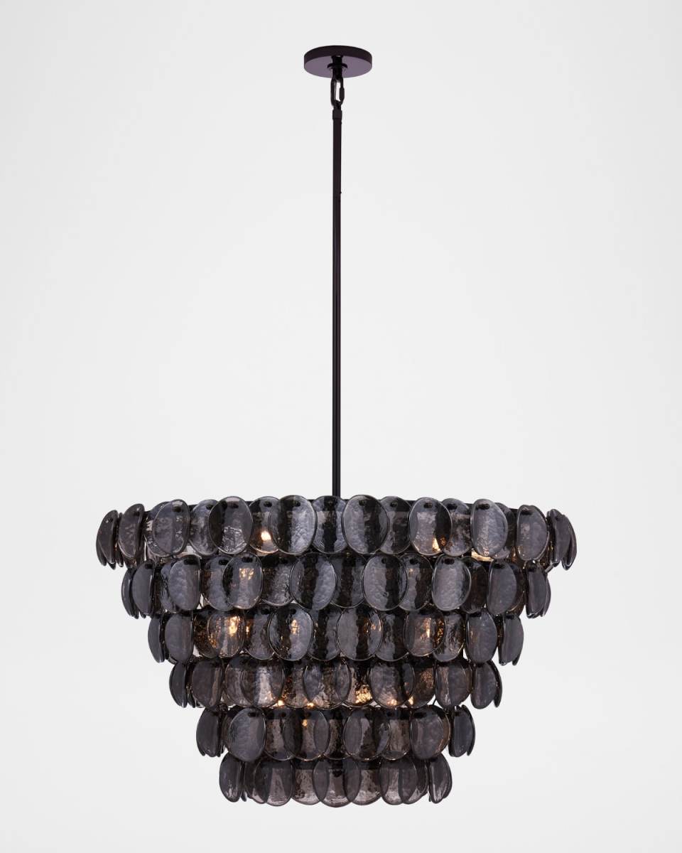 Uroko 34" Smoke Grey Glass 14-Light Chandelier